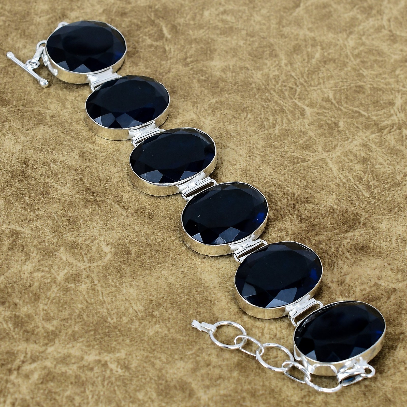 Natural Iolite Gemstone Bracelet 925 Sterling Silver Jewelry For Engagement Gift
