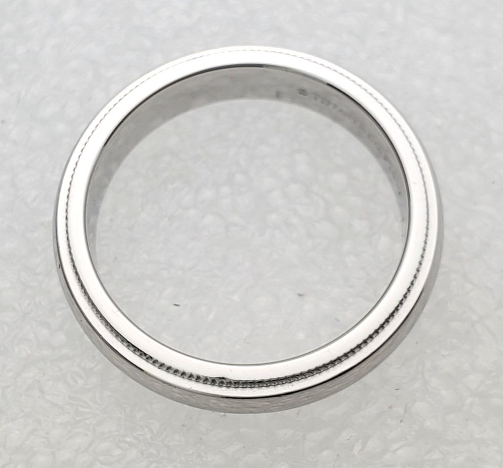 Tiffany & CO. 950 Platinum 4mm Milgrain Band Size 6.5 Ring 8.4g