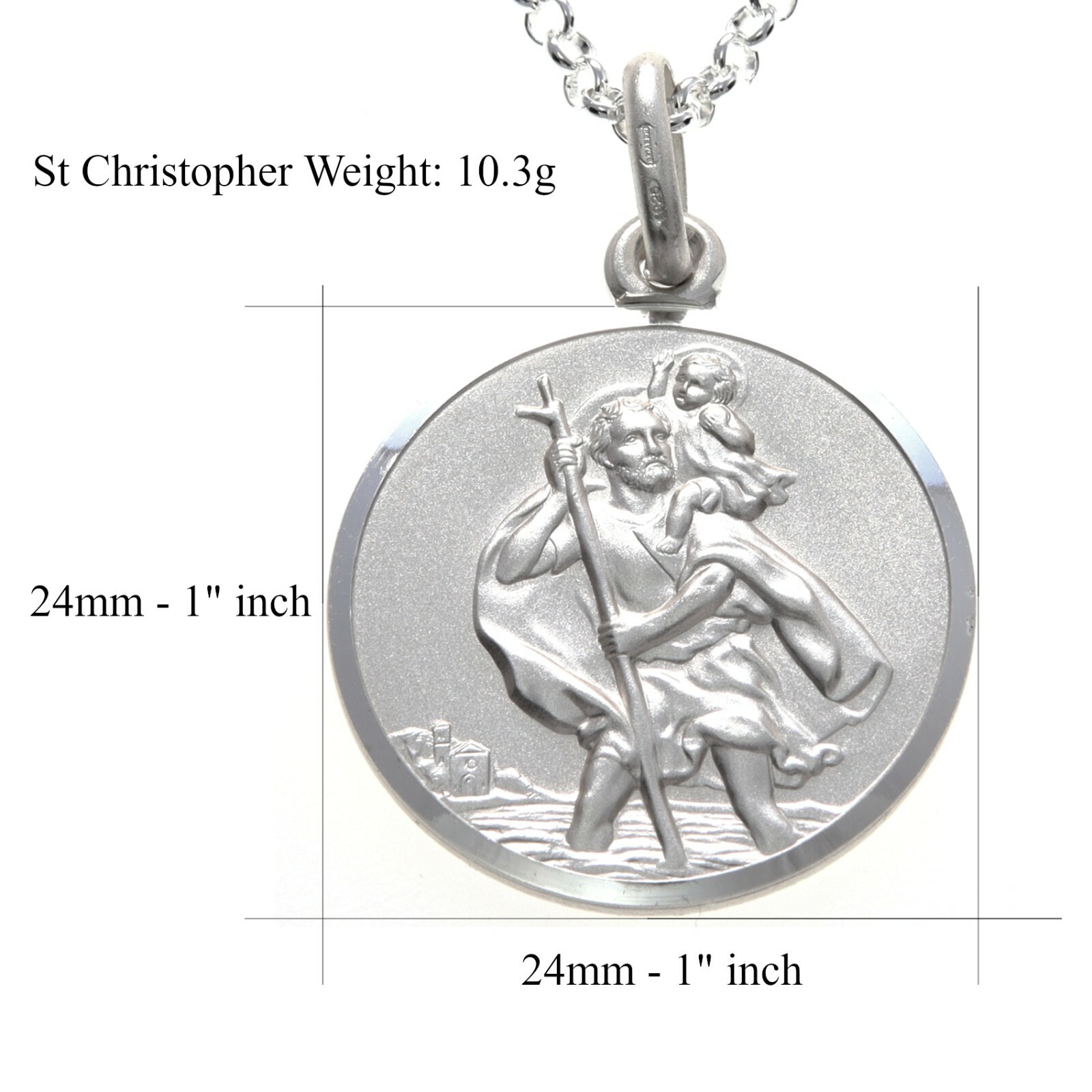 Mens Sterling Silver St Christopher pendant necklace with 20″ chain and gift box