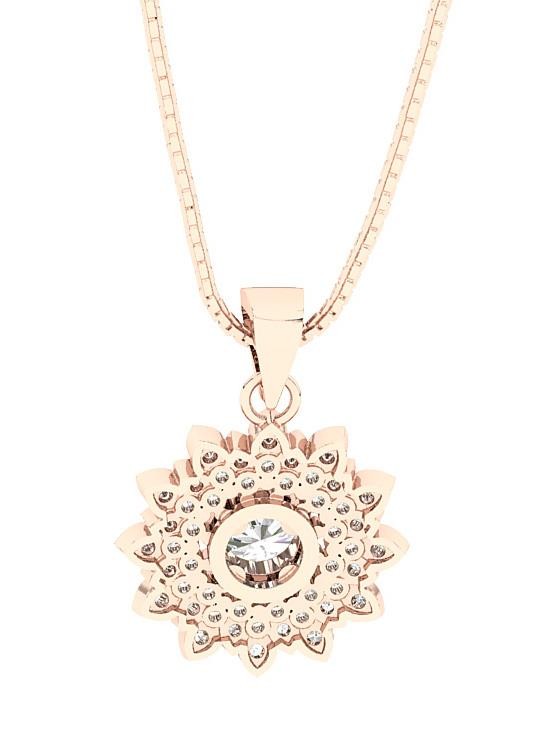 1Ct Center Solitaire Diamond Designer Cluster Pendant Necklace 2.00 Ct 14K Gold