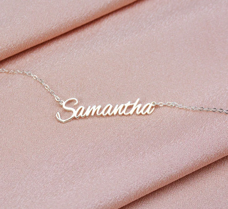 925 Sterling Silver Name Pendant With Chain Personalized Christmas Gift For Her