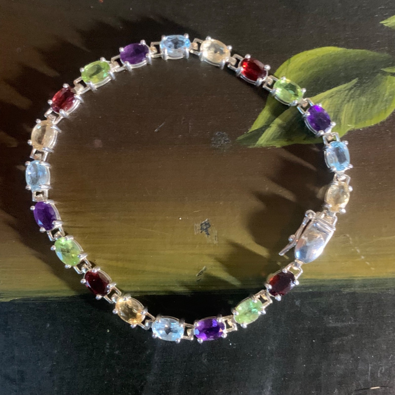 Vintage Designer Ross Simons Tennis Bracelet Gemstone Sterling Silver Size 7 • 9