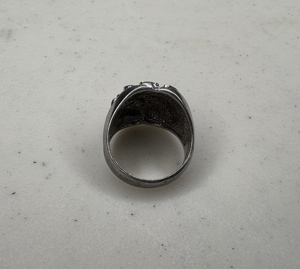 Used 925 “CG” Sterling Silver Stepped Ring, US Ring Size 7.5, 4.6mm Band – 8.4g