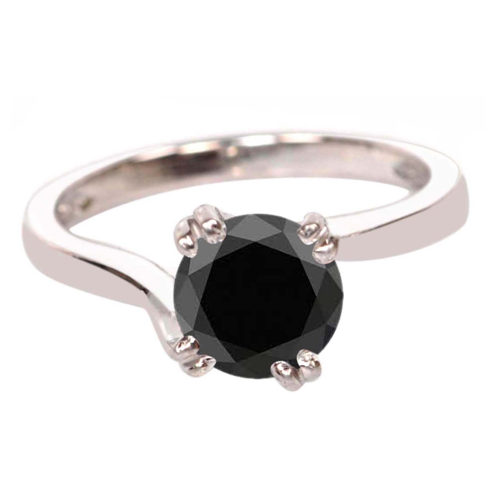 14Kt White Gold 1.50Cts. Natural Jet Black Certified Diamond Ring – Tariffs Free