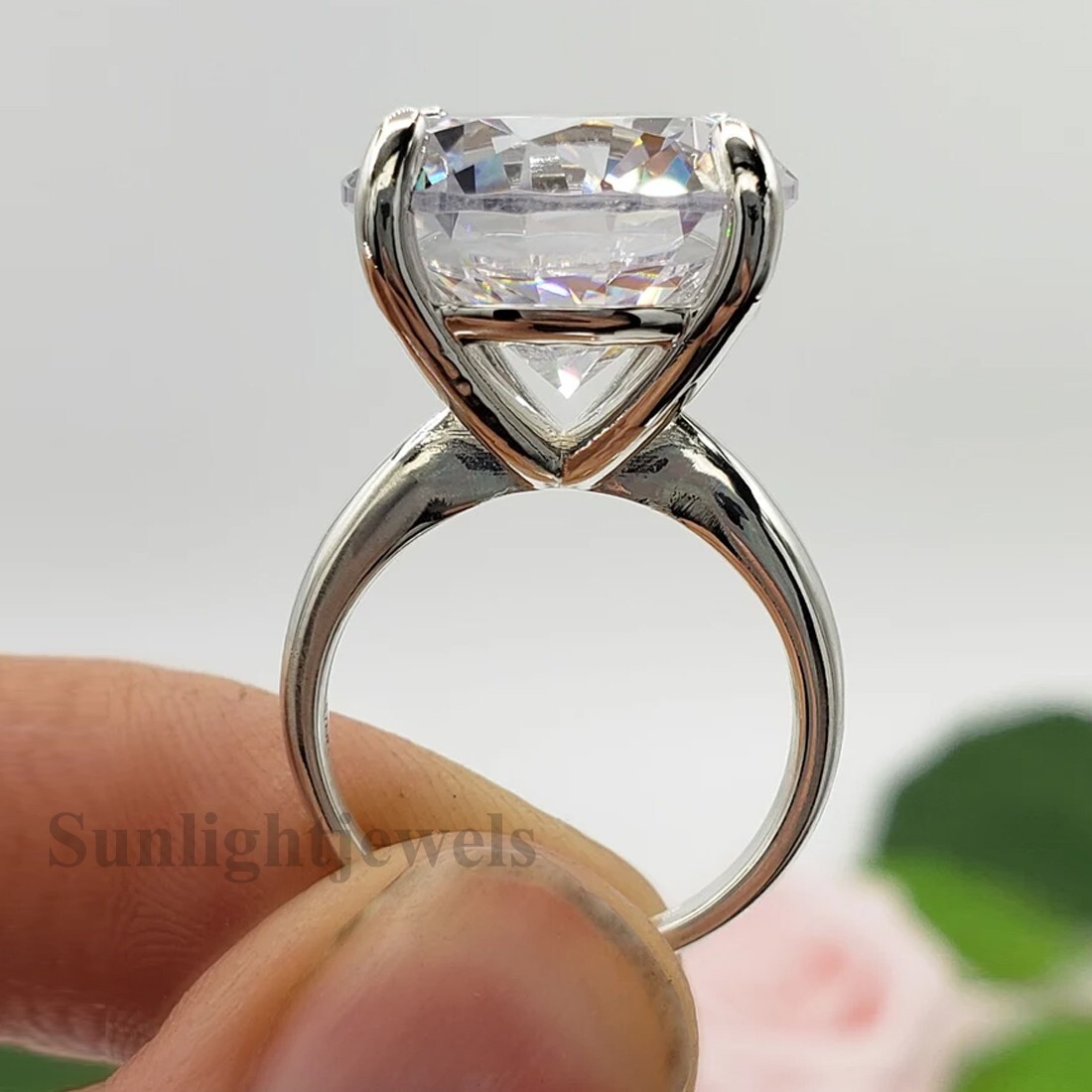 RARE 10 Ct Certified White Round Cut Treated Diamond Solitaire Ring-925 Silver
