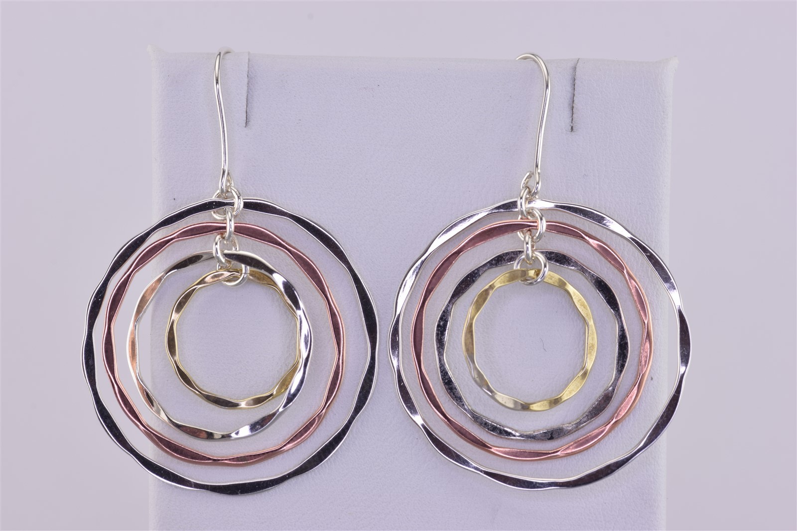 RLM Studio Sterling Silver Brass & Copper 33mm Multi Circles 925 Hook Earrings