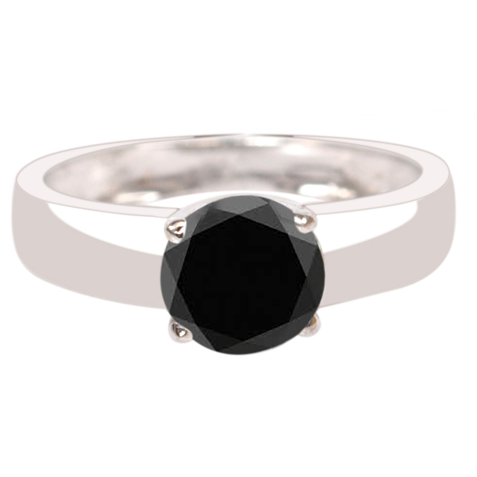 925 Silver 1.50 Cts. Natural Jet Black Certified Diamond Ring – Tariffs Free