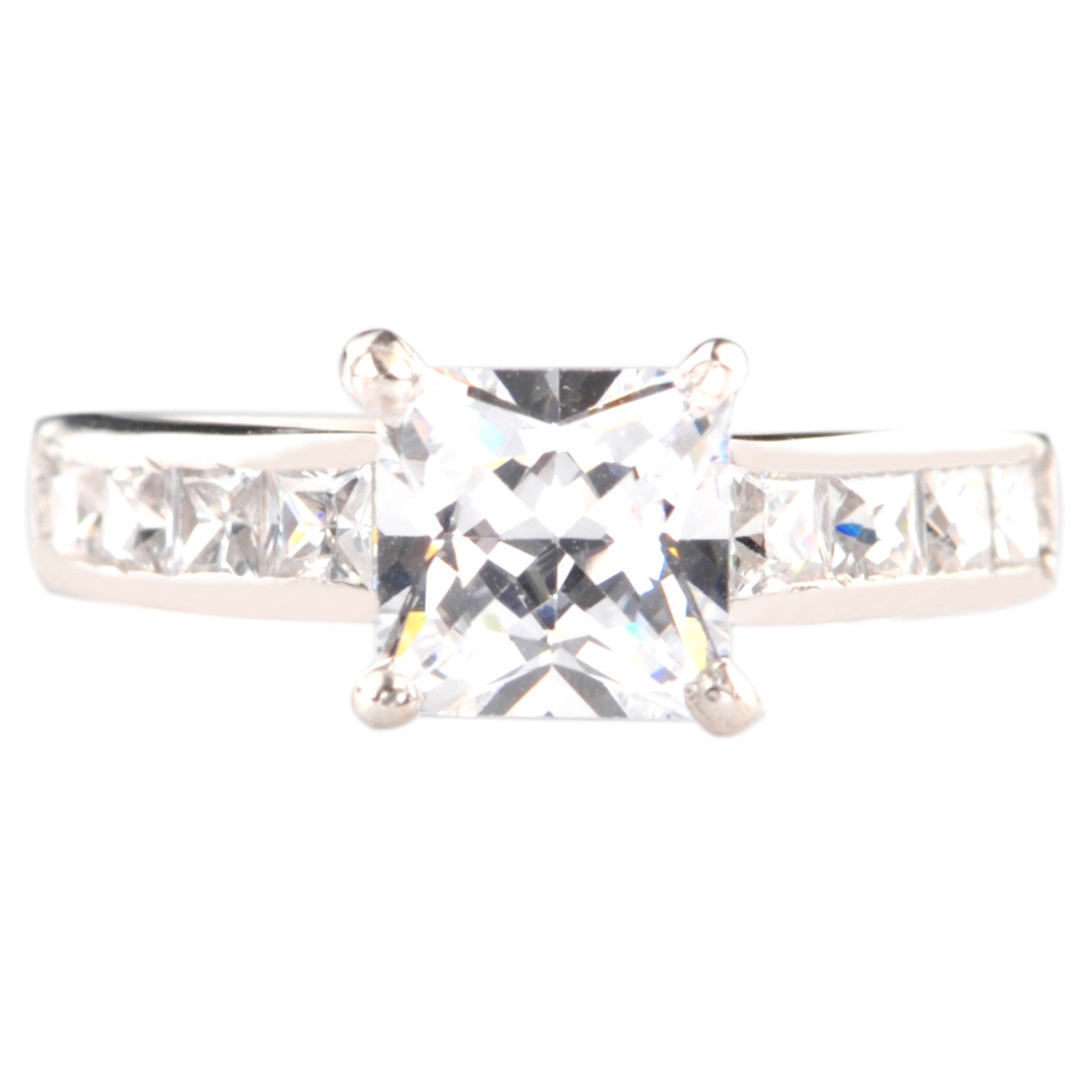 925 Sterling Silver 3.00 Cts. D/VVS1 Princess Shape Women’s Ring – Tariffs Free