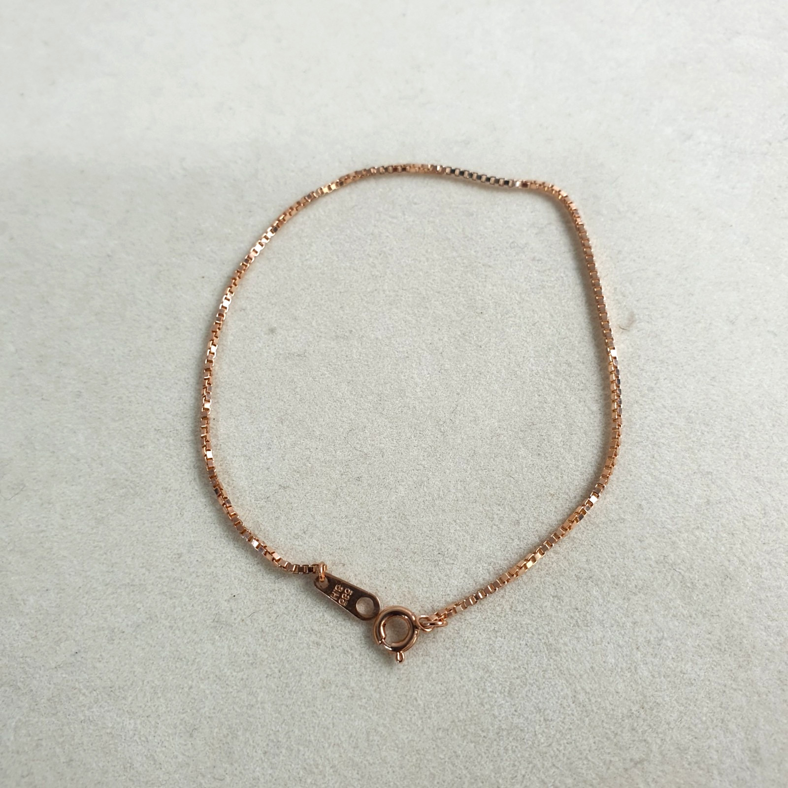 7″,14k Rose gold box chain bracelet 1.44g 1.0mm width Thin