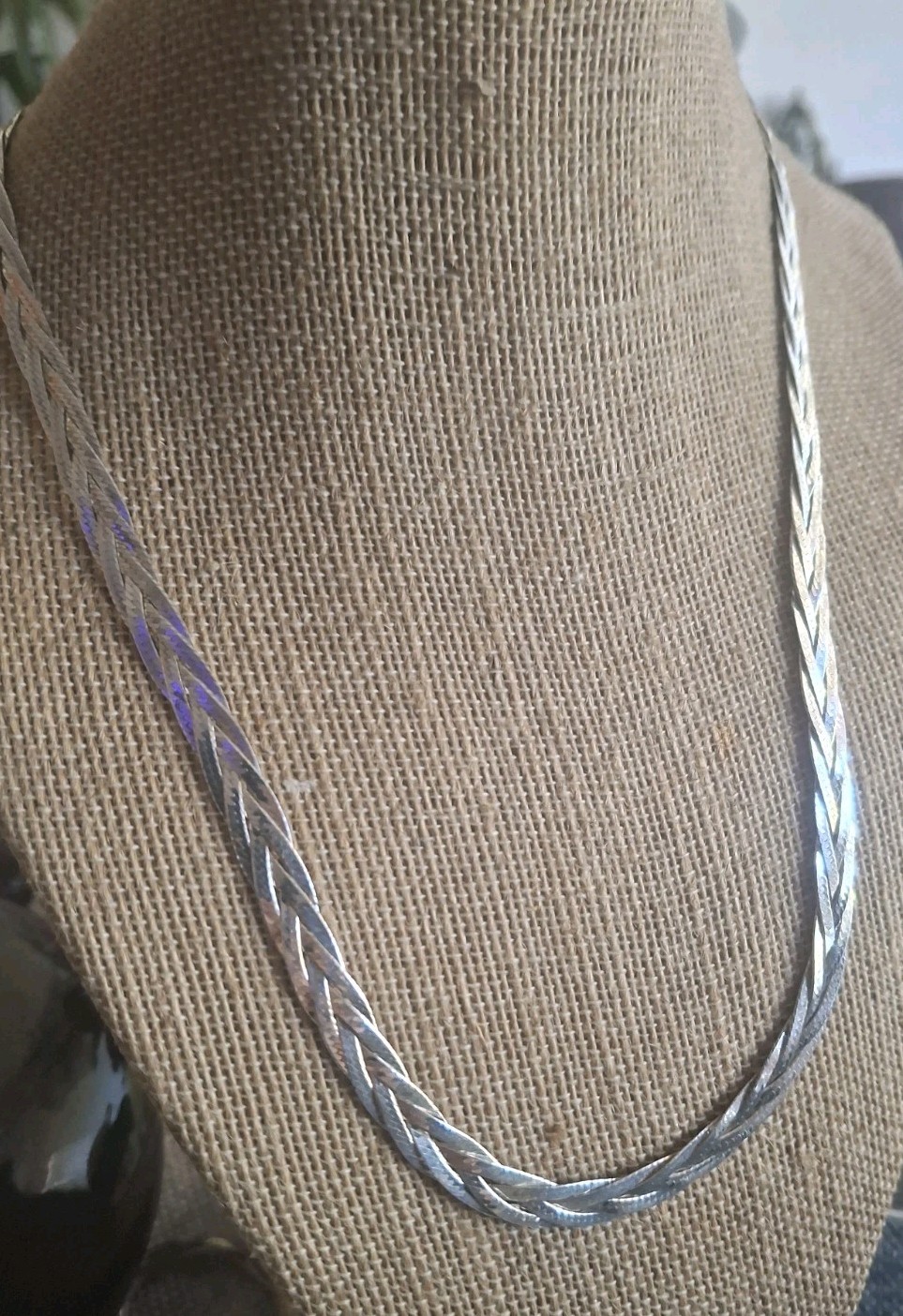 Vtg sterling Silver 925 19in Chain Braided Style Herringbone Marked ☆ Italy
