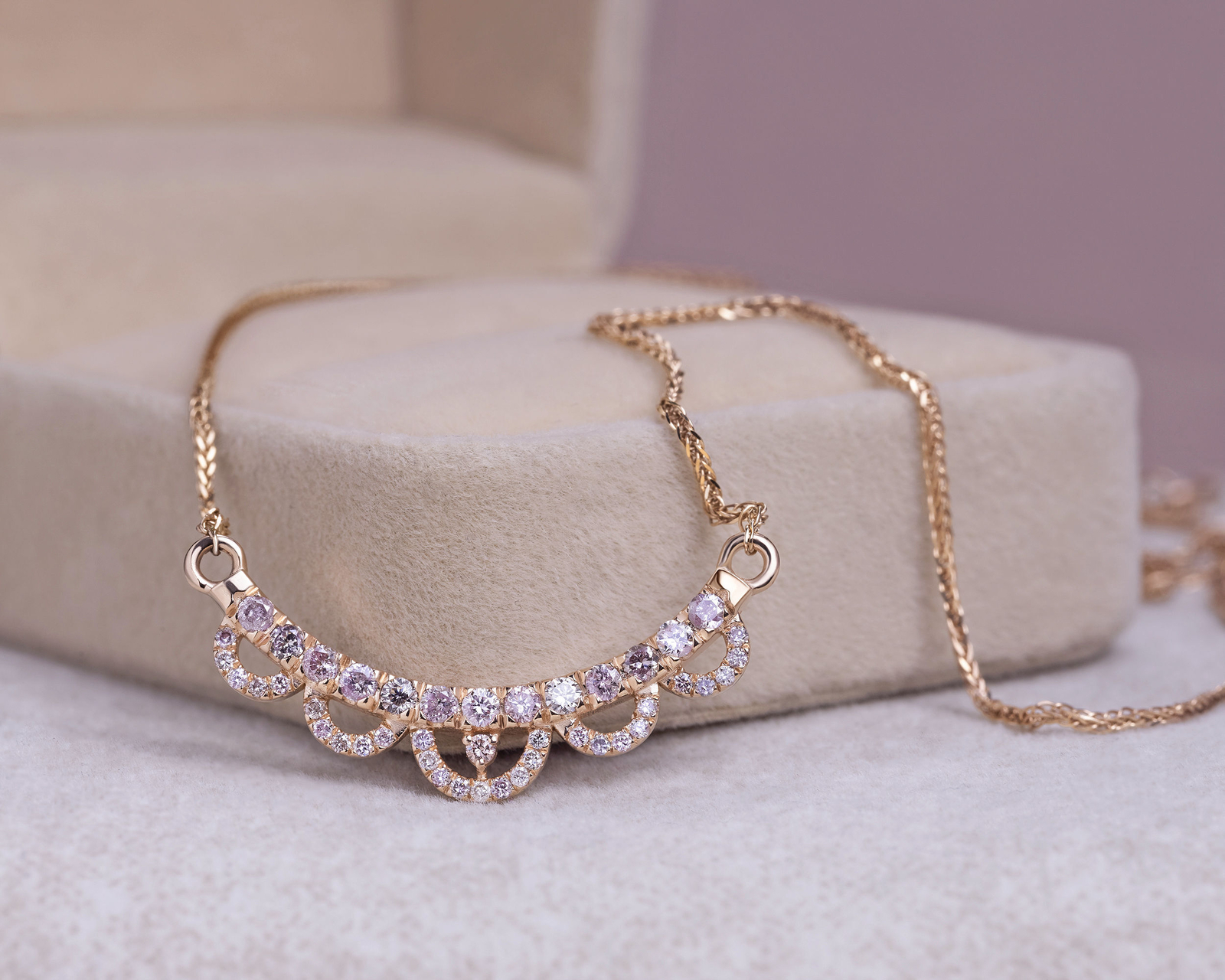 Light Pink Natural Diamond Pendant Necklace | 0.55 Carat SI2-I1 | 14k Rose Gold
