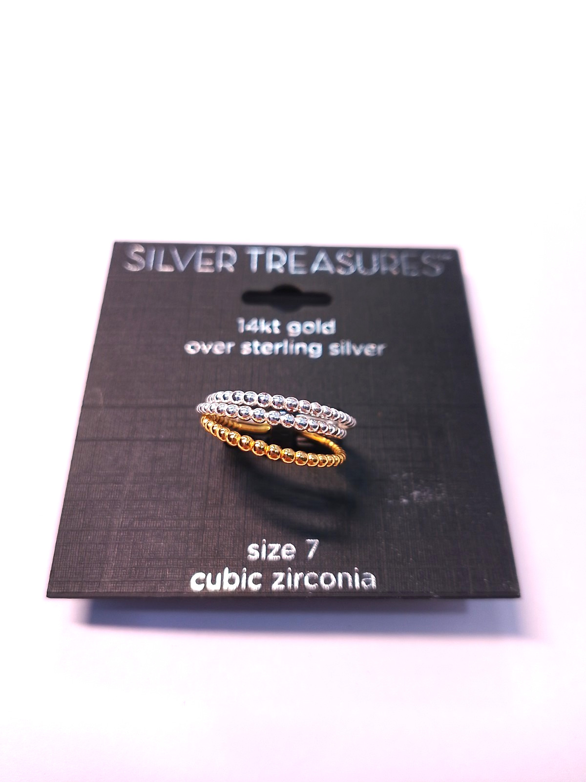 Silver Treasures 14kt gold over sterling silver ring set size seven