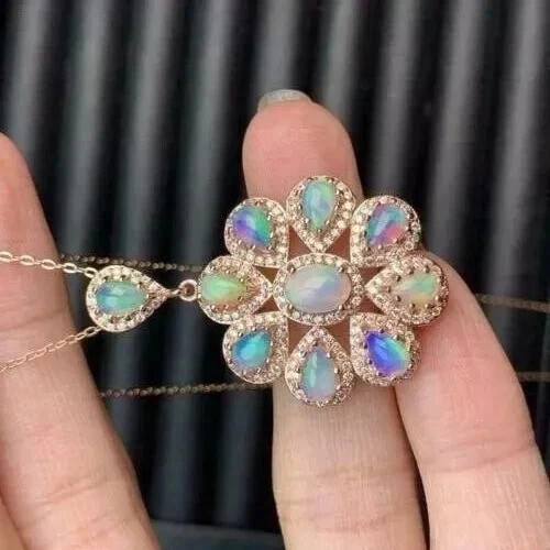 5CT Oval Cut Lab Created Fire Opal Women’s Chain Pendant 14K Yellow Gold Finish