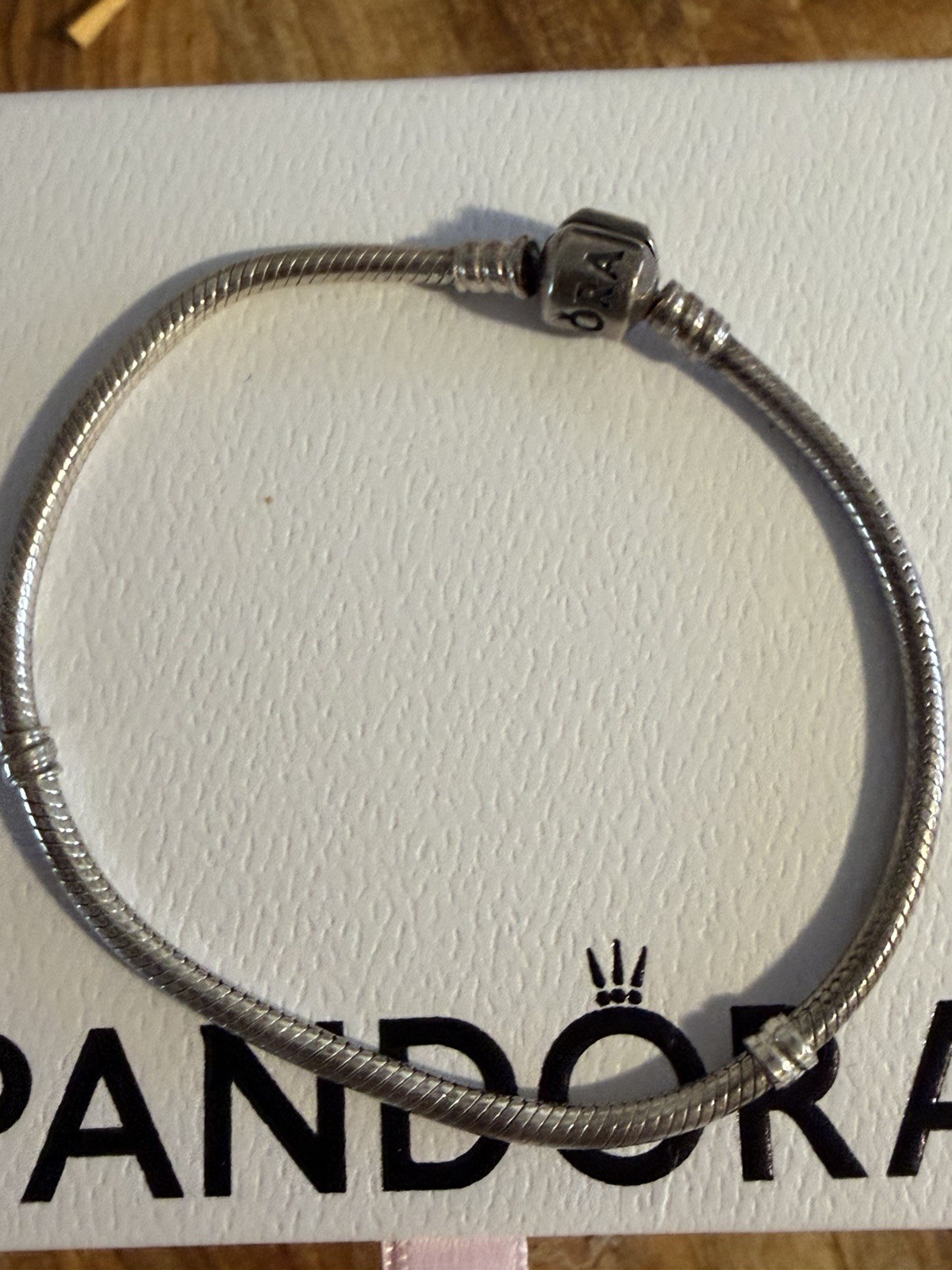 PANDORA STERLING SILVER BARREL CLASP CHARM BRACELET 925 ALE 7 3/4” (2097)