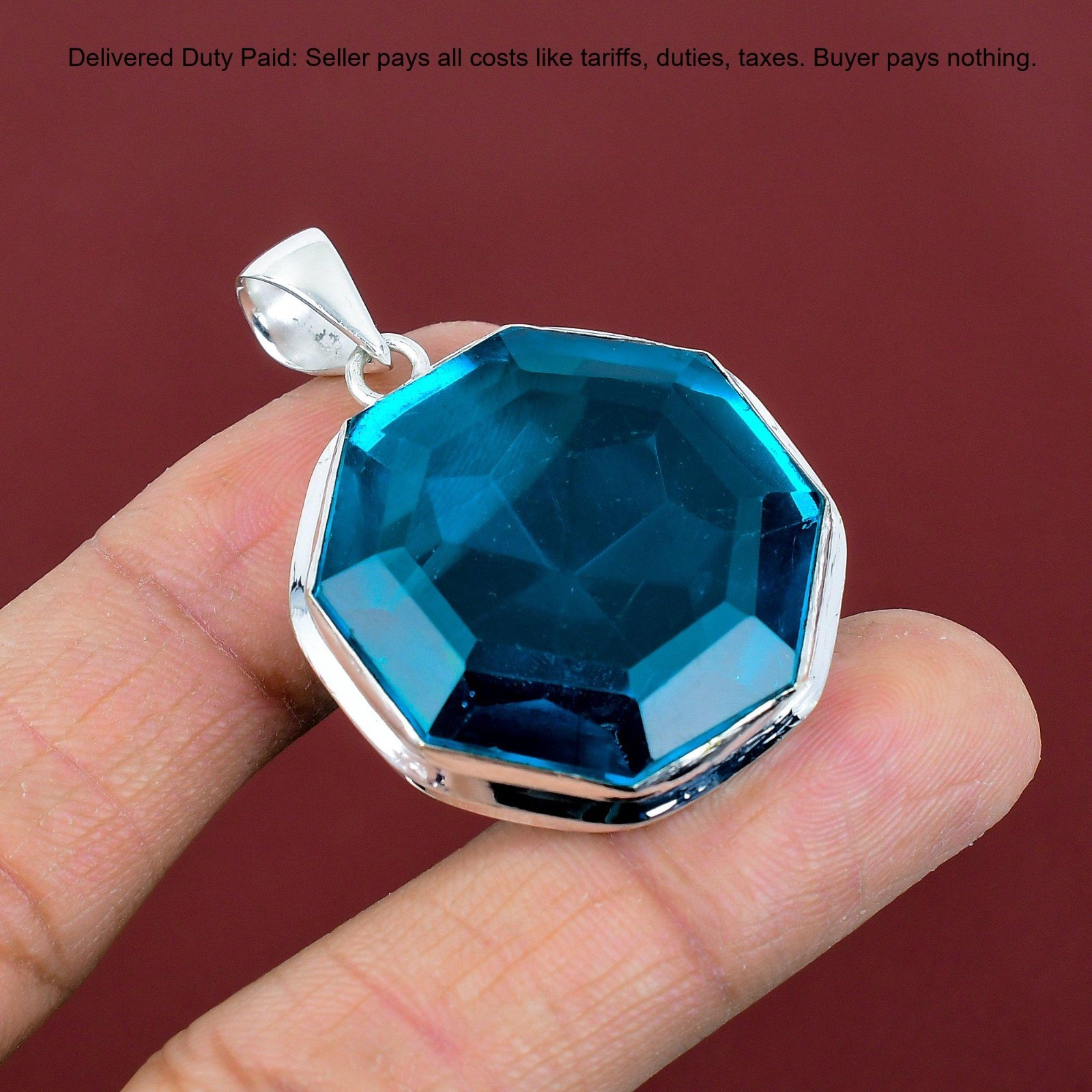 Natural Indicolite Bezel Anniversary Handcrafted Wife Pendant Jewelry 925 Silver