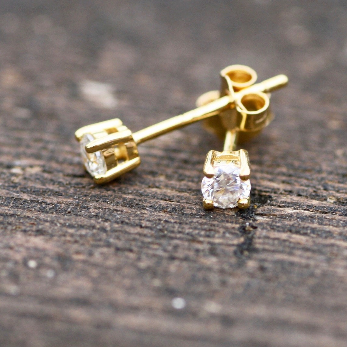 4 Prong 14K Gold Over 1CT Diamond Stud Earrings Lab Created Wedding Anniversary