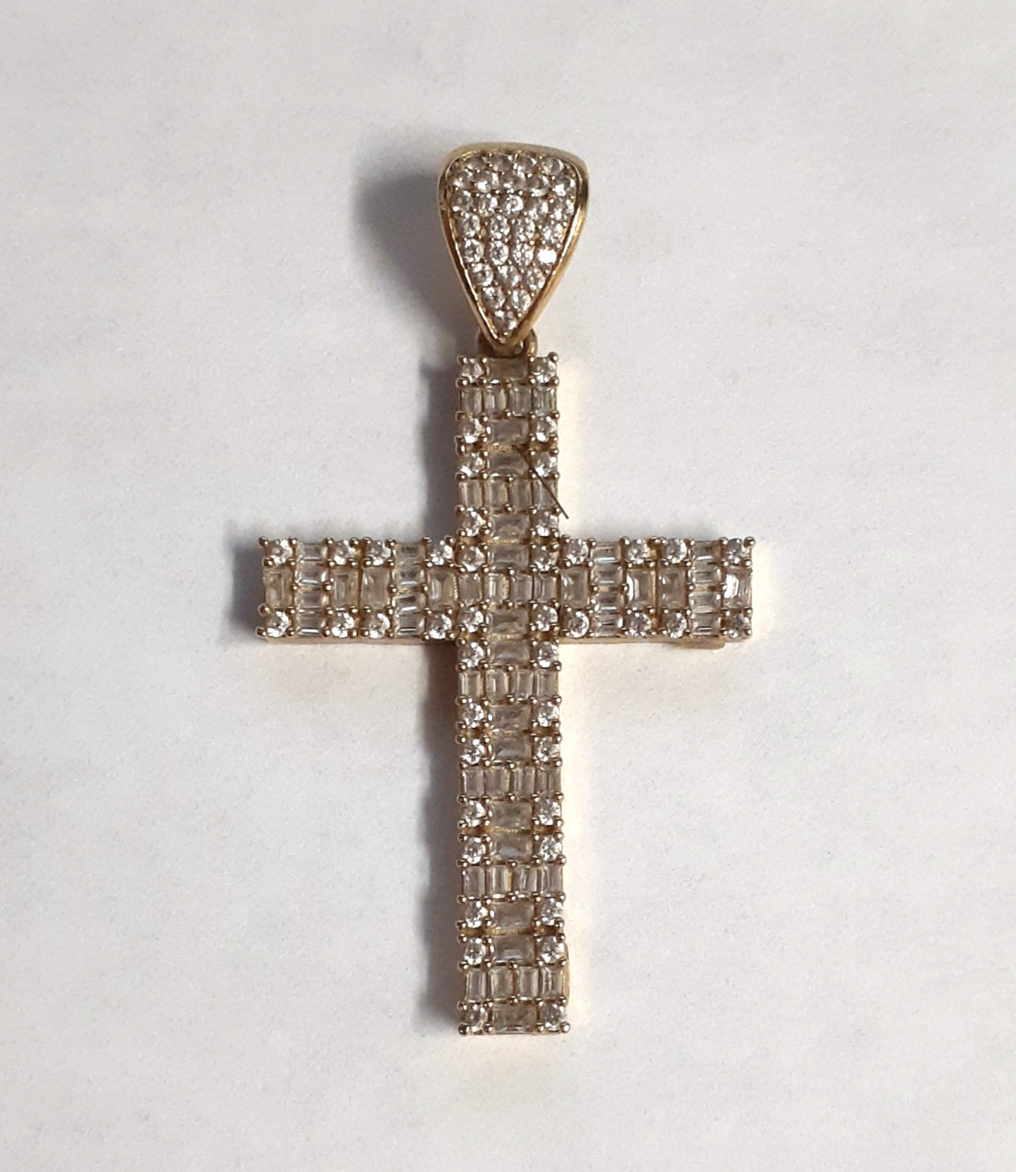 (RI4) 10k Yellow Gold Cross Pendant / Charm (4 Grams) Size 1-5/8″