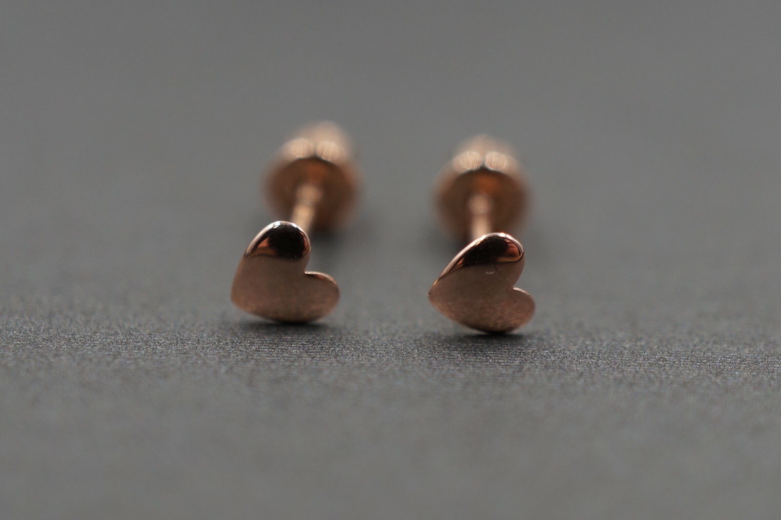 14K Solid Rose Gold 3.5MM Tiny Heart Safety Screw Back Stud Earring.