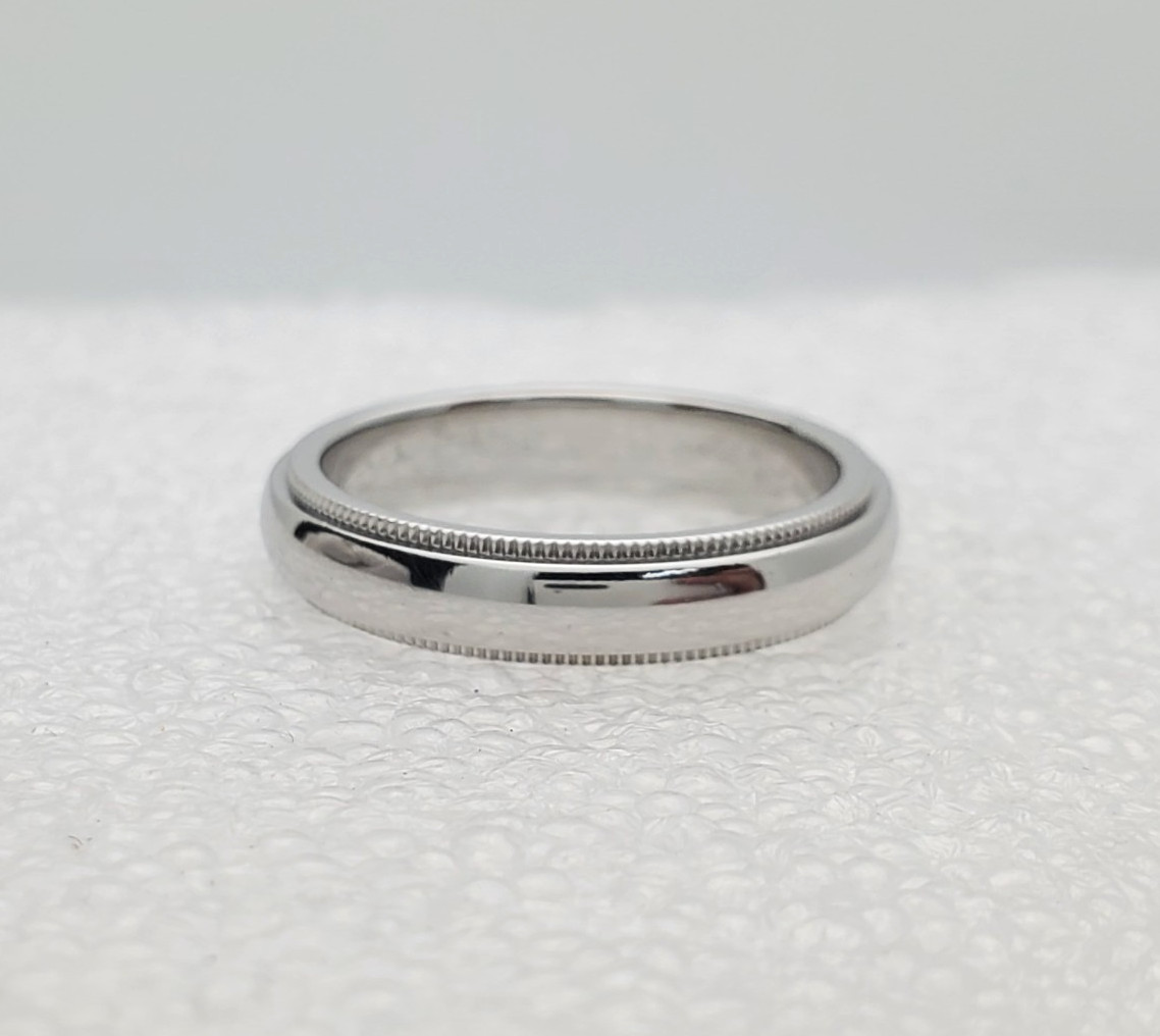 Tiffany & CO. 950 Platinum 4mm Milgrain Band Size 6.5 Ring 8.4g