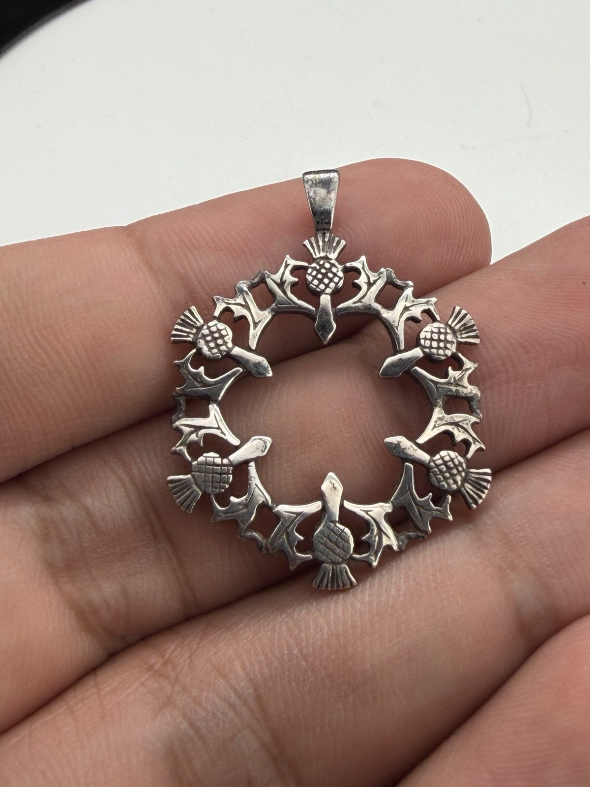 Vintage Scottish Silver Traditional Scottish Thistle Design Pendant