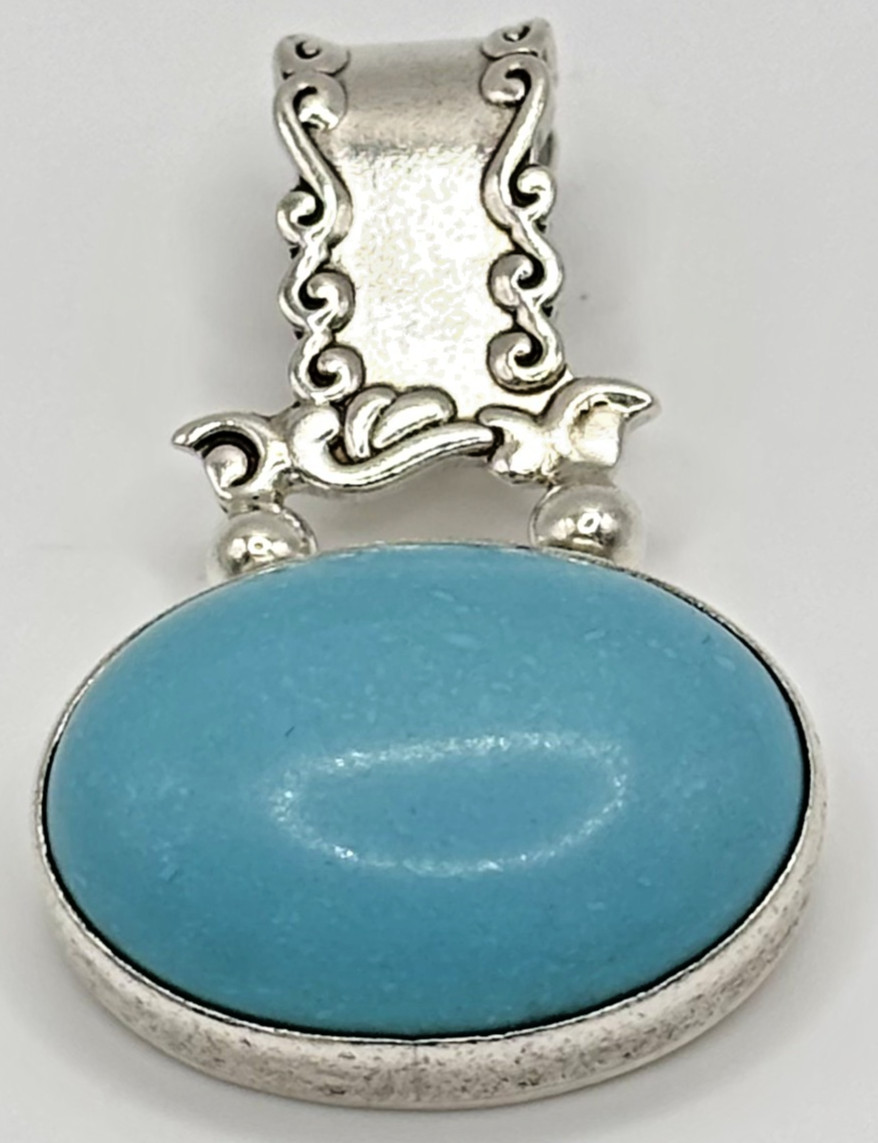 925 silver pendant 16.3grams blue stone 26x17mm