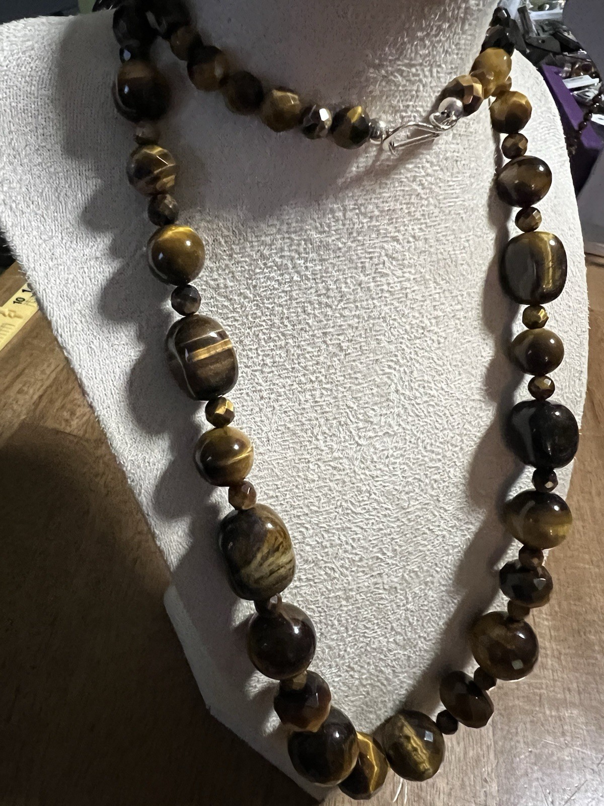 Jay King DTR 925 Graduated Faceted Tiger’s Eye Sterling Silver Necklace 30” 139g