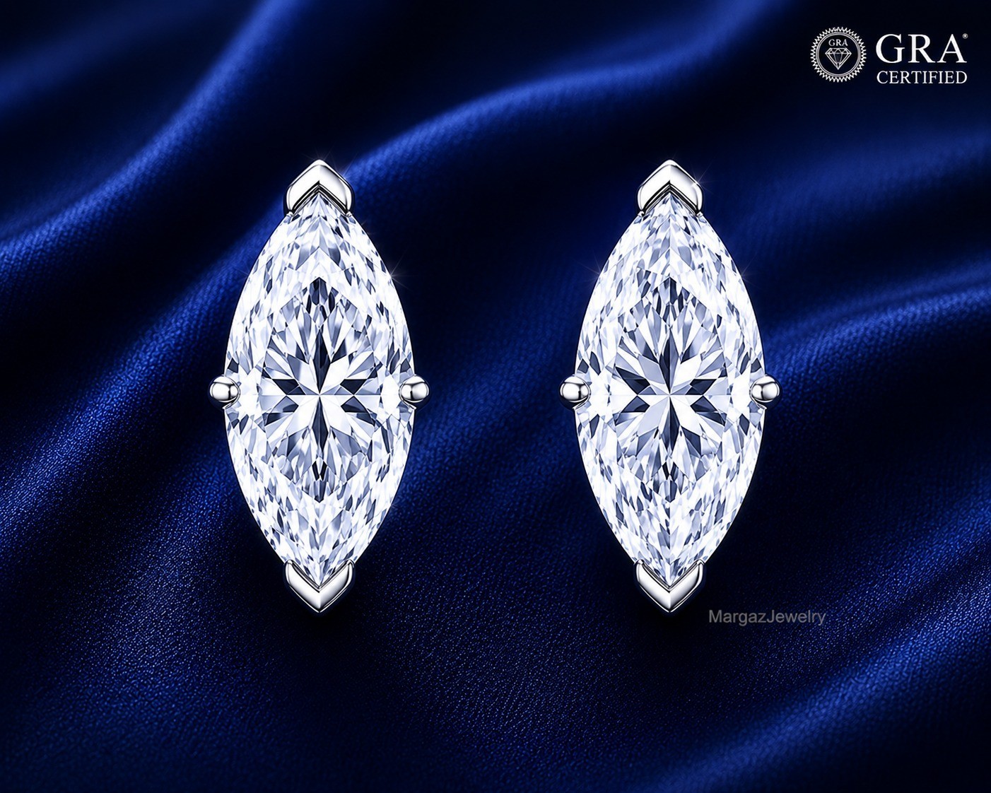 1.00 CT Marquise Moissanite Women Engagement Stud Earrings 14K White Gold Over