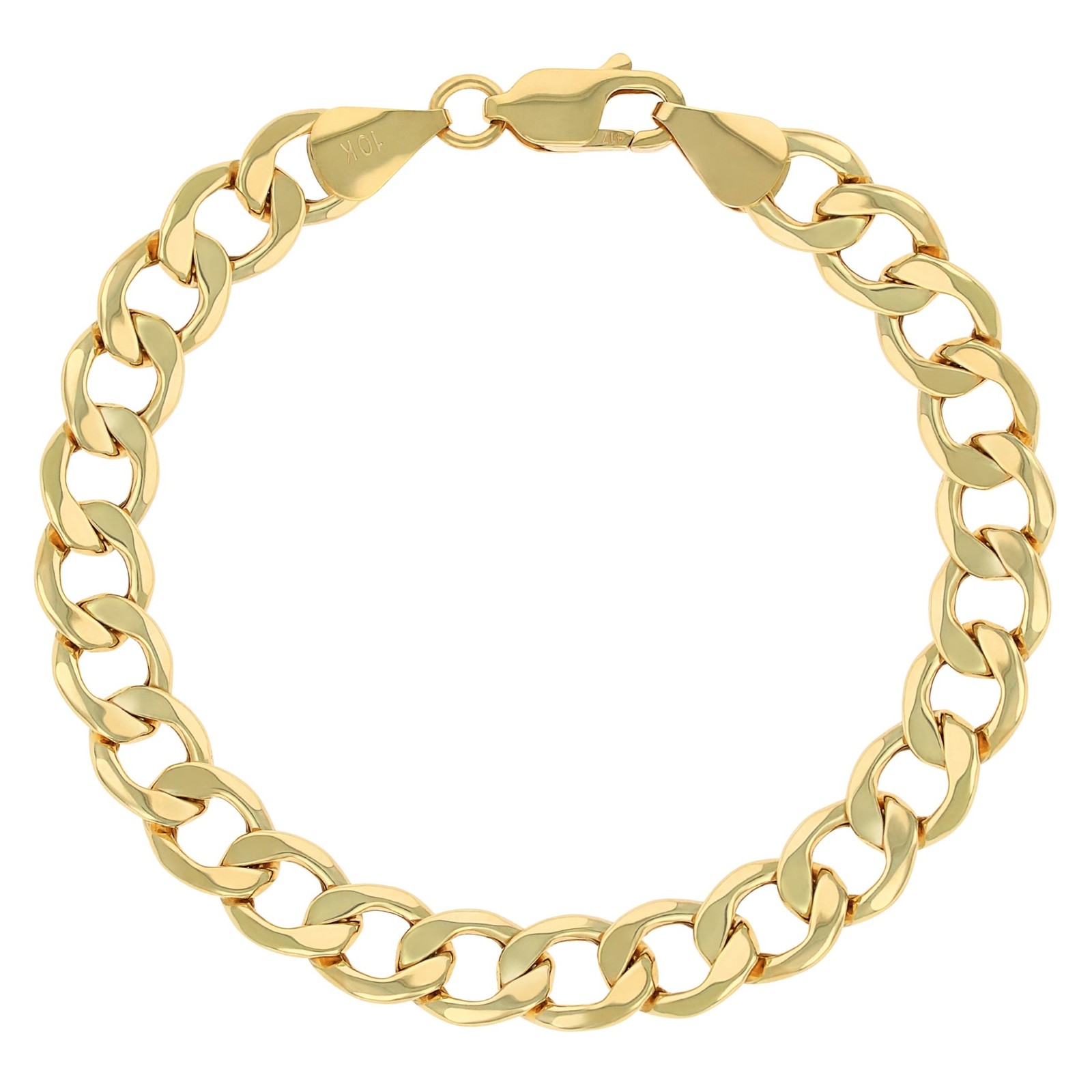 10K Yellow Gold 7.5mm Curb Cuban Chain Bracelet Mens Women 7″ 7.5″ 8″ 8.5″ 9″