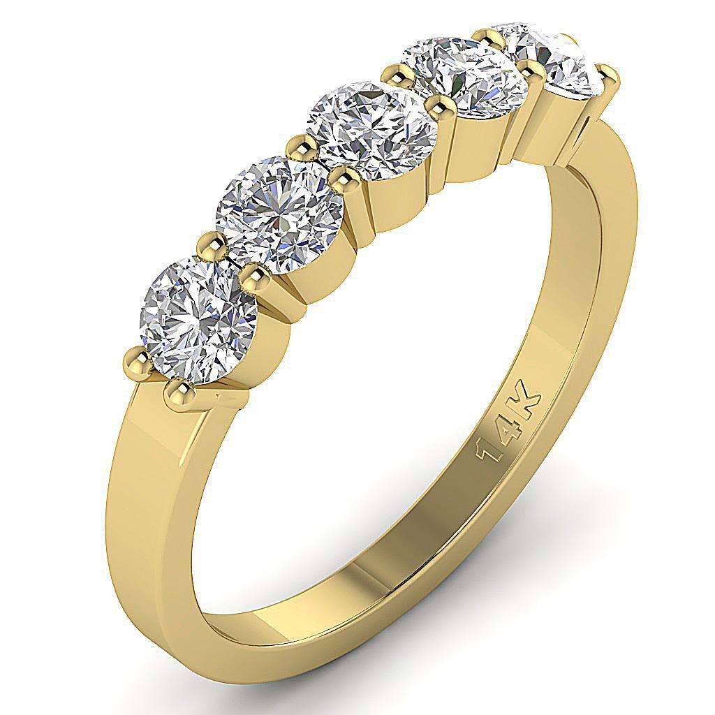 VS F 1.75 Ct Lab Grown Diamond 5 Stone Engagement Ring 14K Rose Gold Prong Set