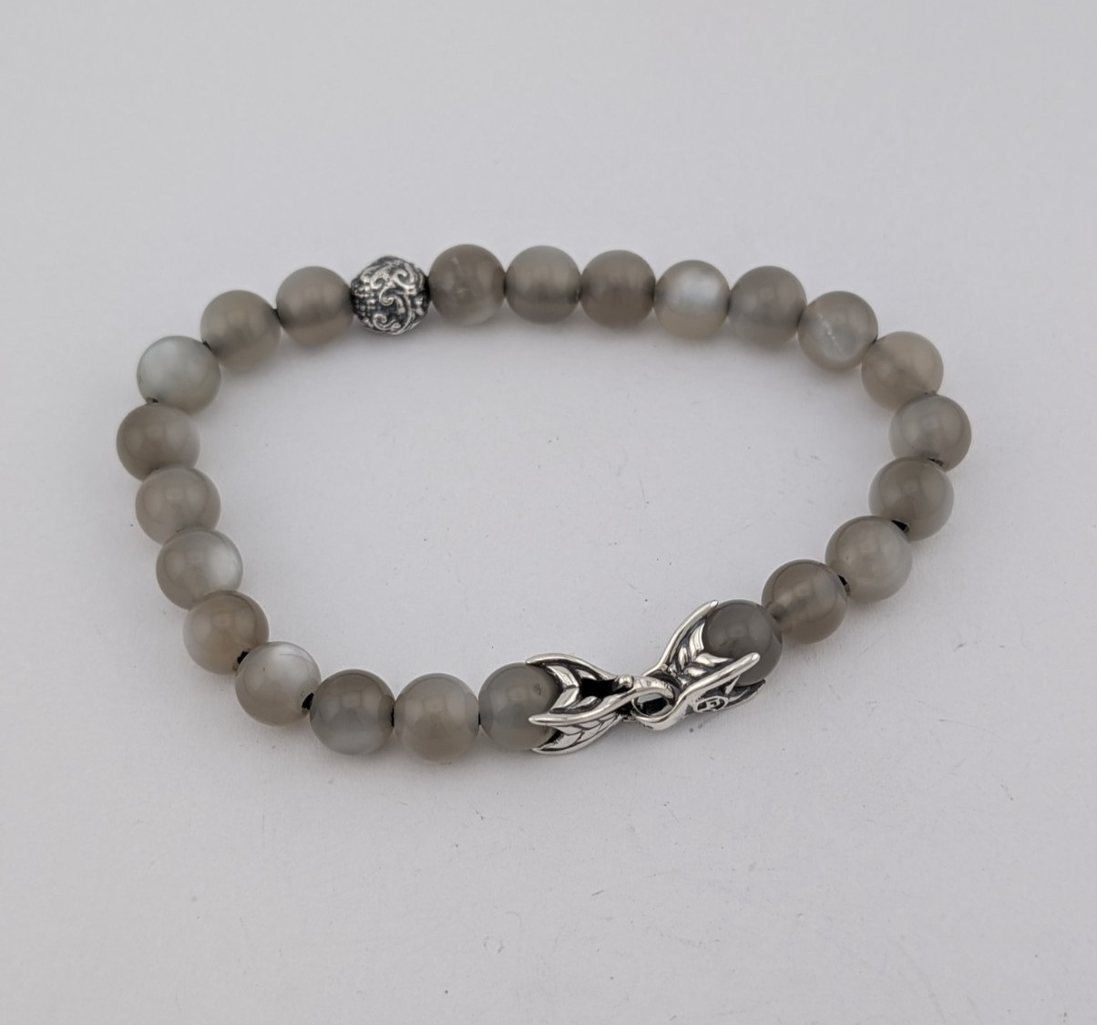 David Yurman Men’s Spiritual Beads Bracelet Moonstone/silver wave, length 8.5″
