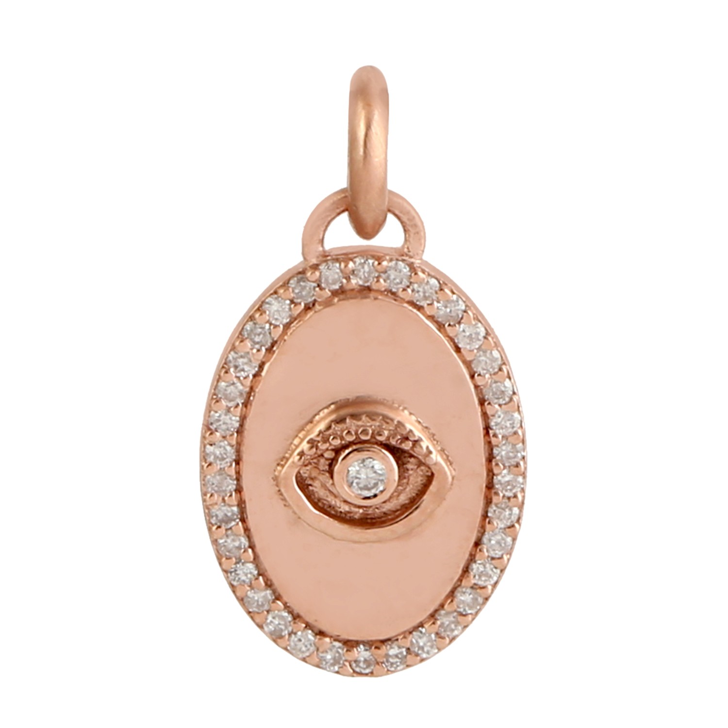 14k Rose Gold Diamond Eye Charm Pendent Handmade Fine Women Black Friday Sale