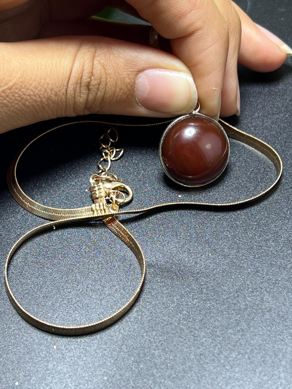 100% Natural Red Agate Pendant 925 Sterling Silver Stainless Steel Necklace