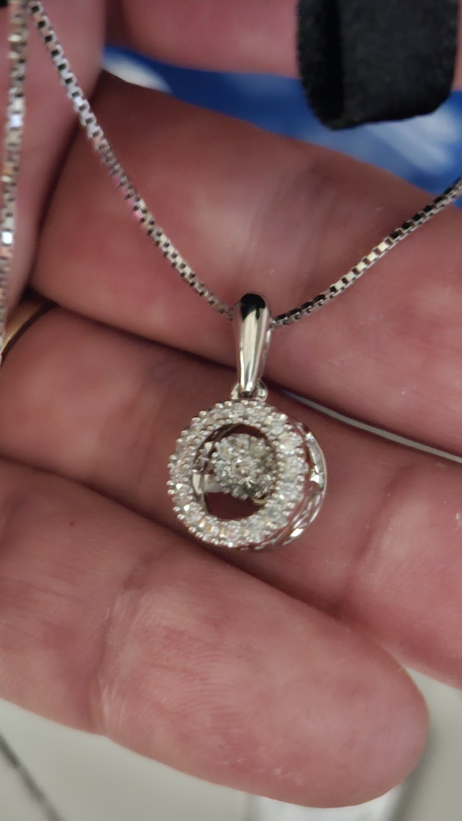 Sterling Silver 1/5 Diamond Floating Pendant NIB 18″ Chain