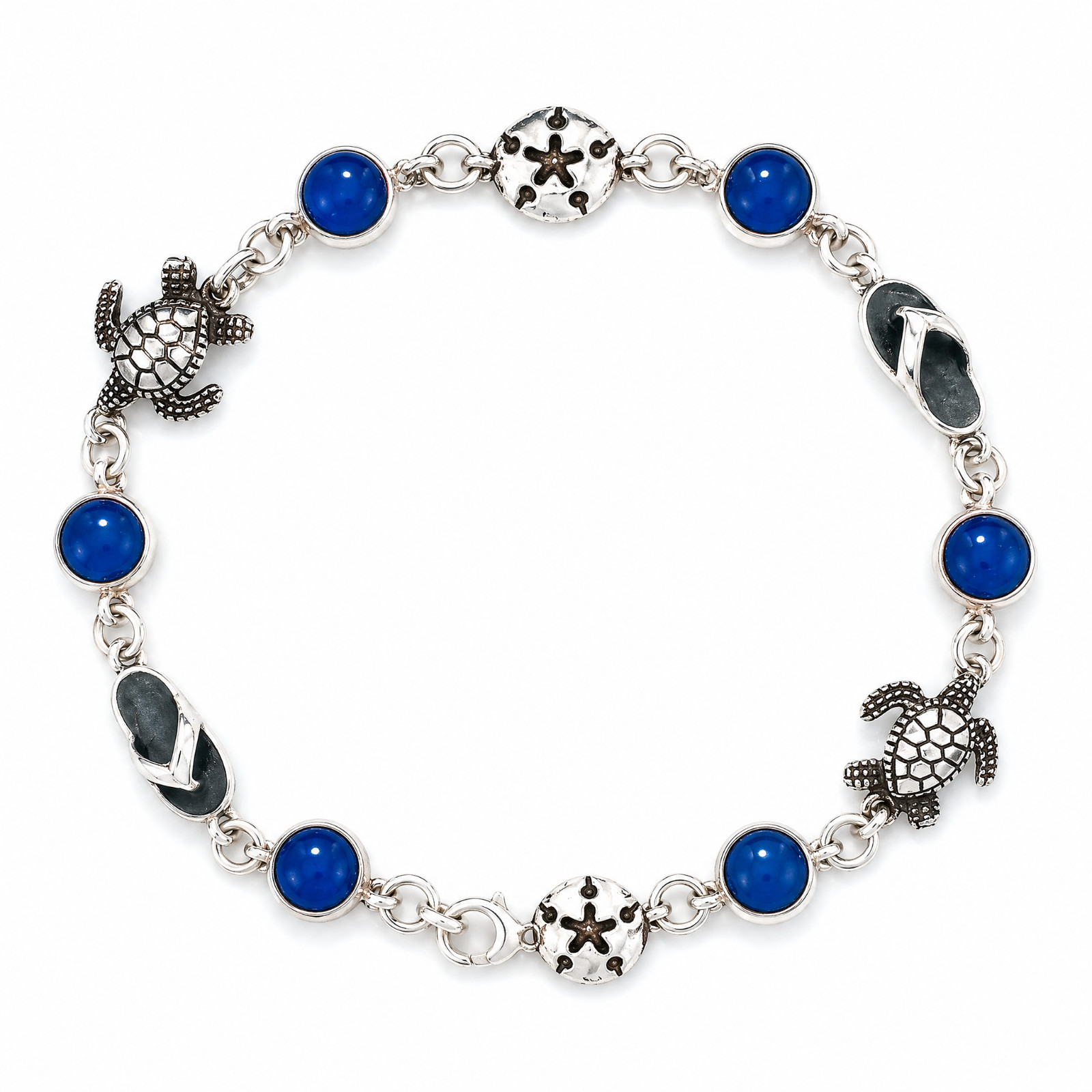 Vintage 925 Sterling Silver Afghan Lapis Lazuli Beach Bracelet