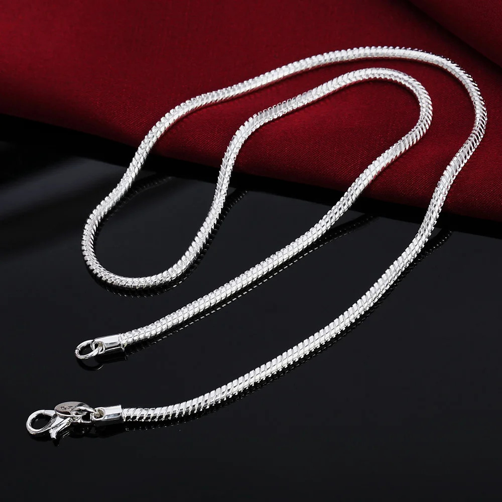 925 Sterling Silver Solid Snake Chain Womens Mens Necklace