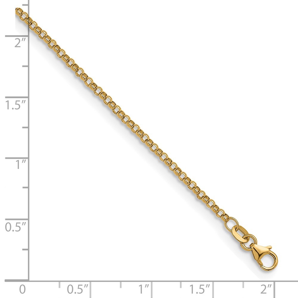 18k Yellow Gold Polished 2.4mm Solid Rolo Chain Necklace 16″ 5.92gm