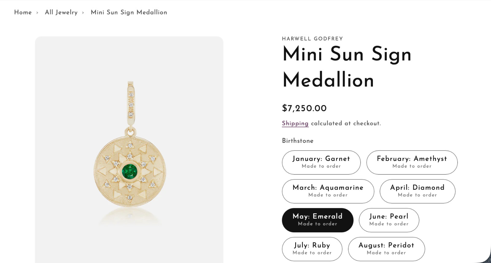 $7250 HARWELL GODFREY 18K Yellow Gold Diamond Emerald Pendant Charm Medallion