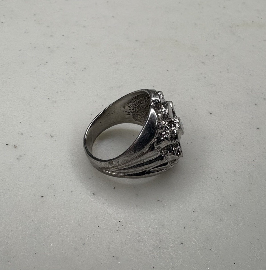 Used 925 “CG” Sterling Silver Stepped Ring, US Ring Size 7.5, 4.6mm Band – 8.4g