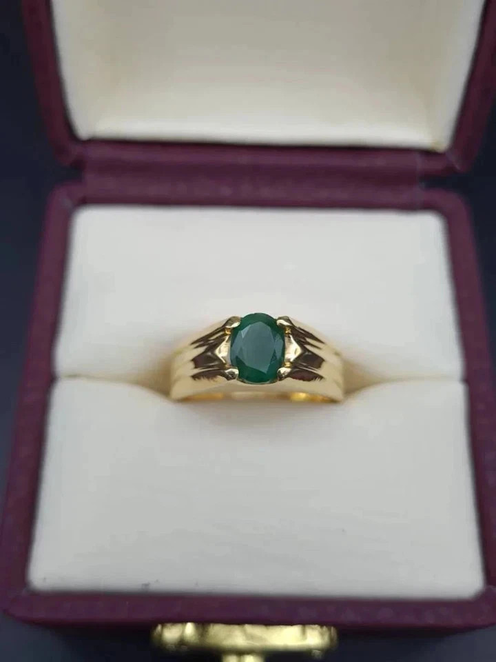2.00 Ct Emerald Cut Natural Emerald Wedding Ring 14K Yellow Gold