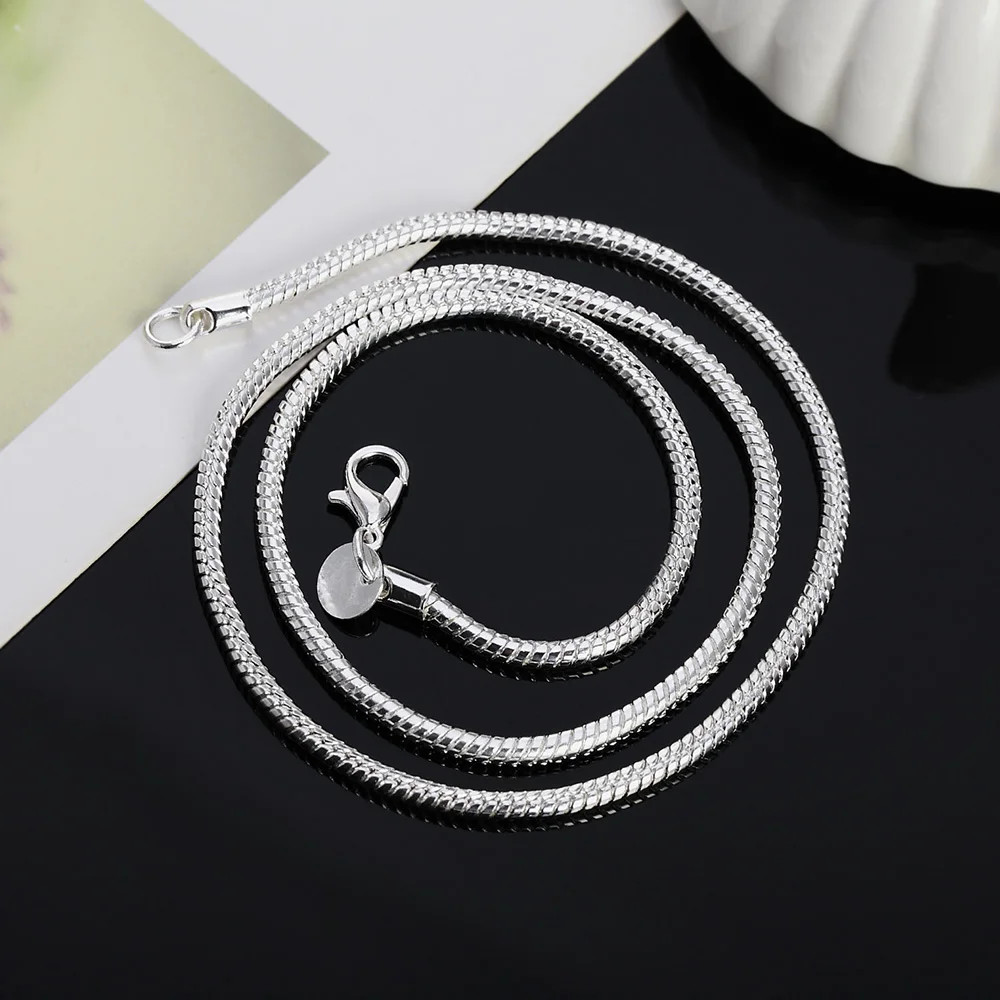 925 Sterling Silver Solid Snake Chain Womens Mens Necklace