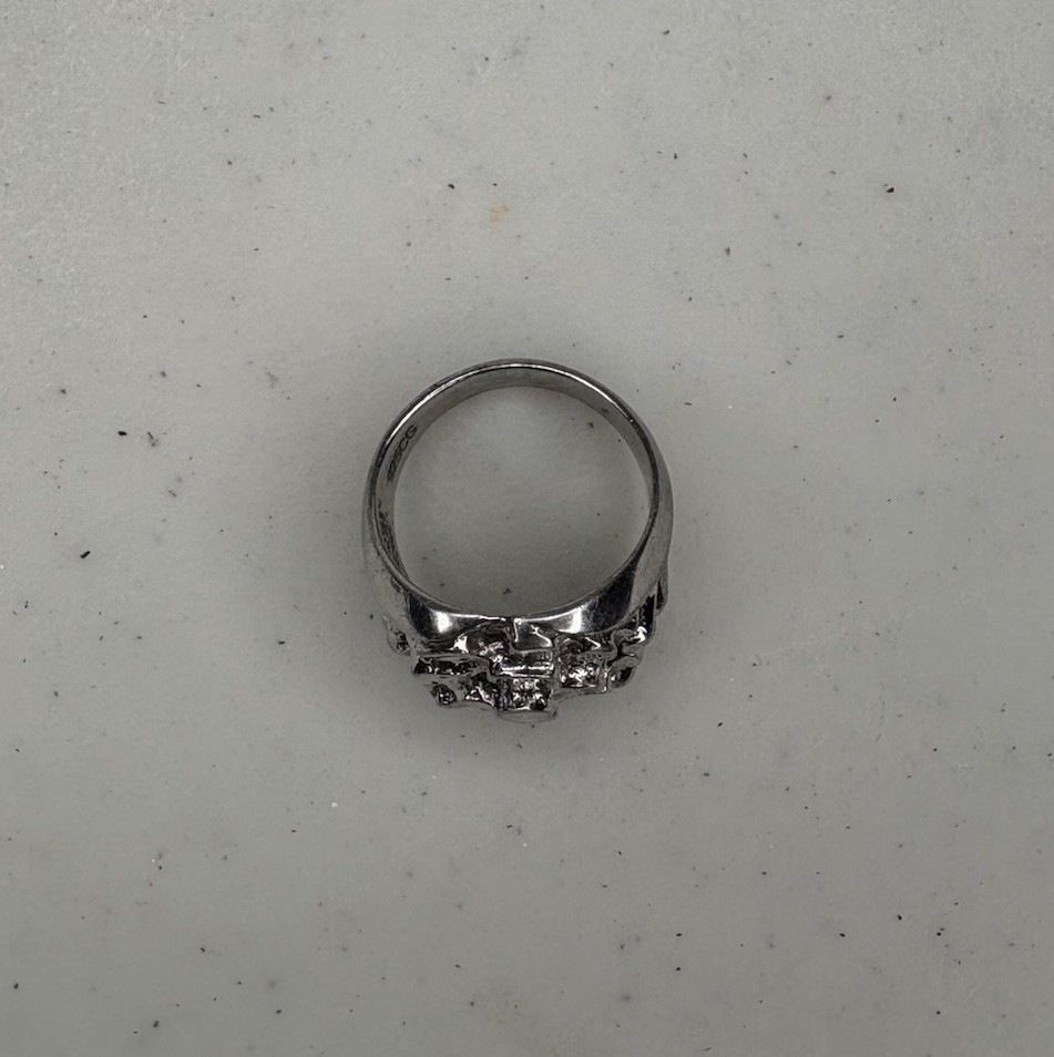 Used 925 “CG” Sterling Silver Stepped Ring, US Ring Size 7.5, 4.6mm Band – 8.4g