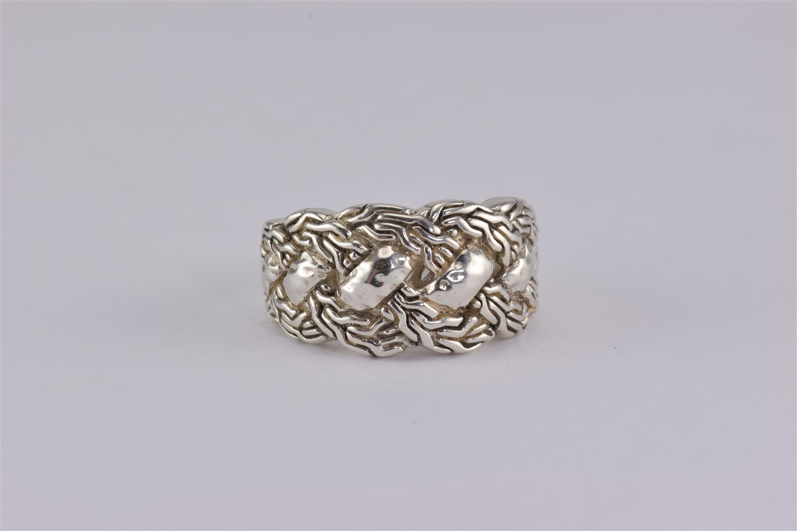 Sterling Silver Woven Over Under Hook & Ladder Openwork Band Ring 925 Sz: 9