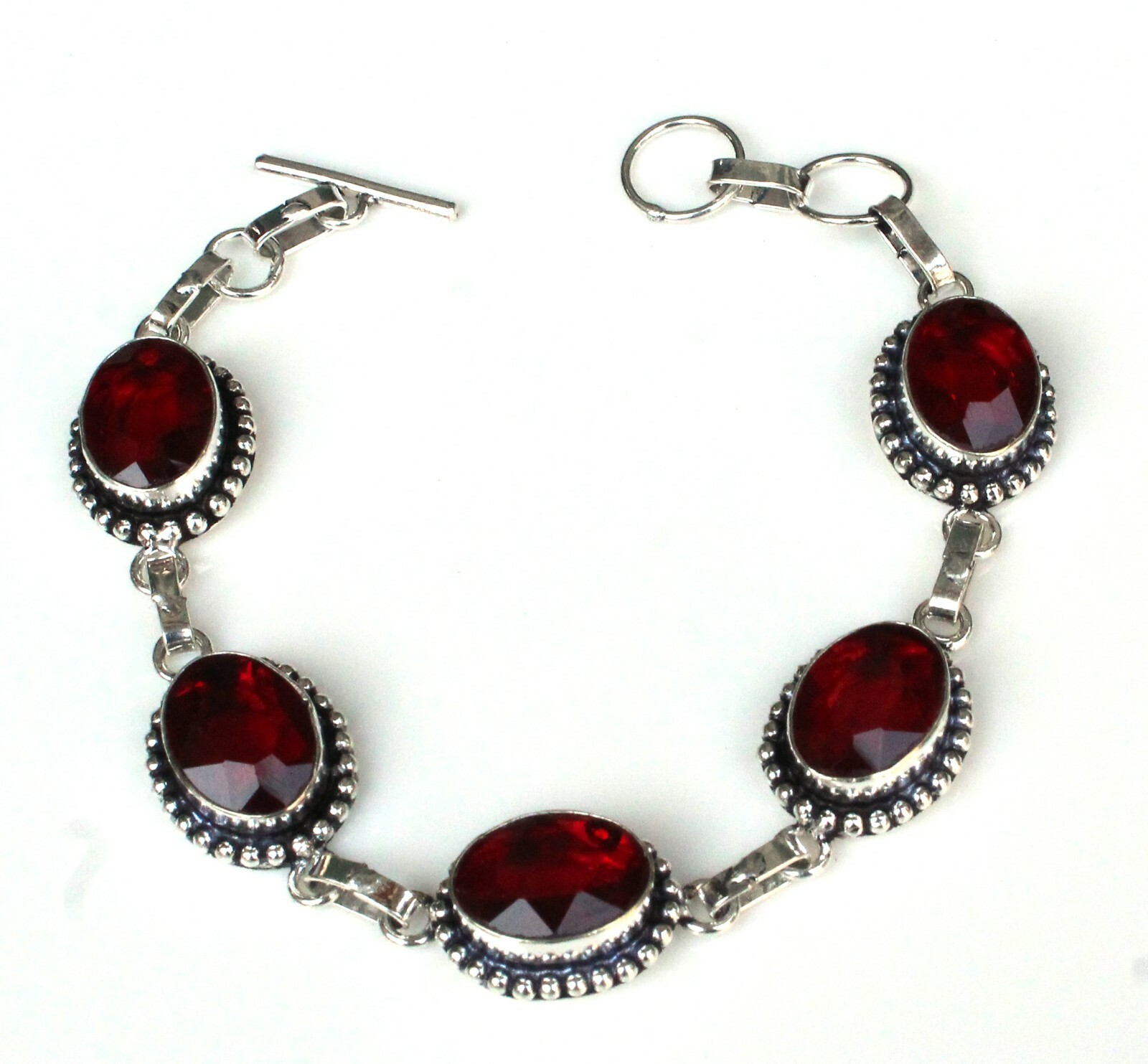 Mozambique Garnet Gemstone Handmade 925 Sterling Silver Jewelry Bracelet Sz 7-8″