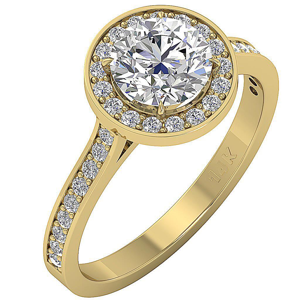 Lab Grown Diamond Halo Solitaire Engagement Ring VS F 1.90 Carat 14K White Gold