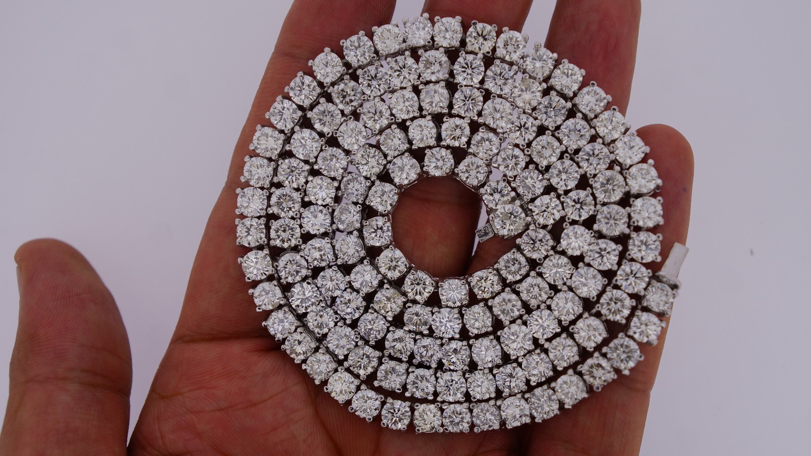 70 Cts Lab Made Big Diamond Solitaire Tennis Necklace Chain 10k White Gold 26″