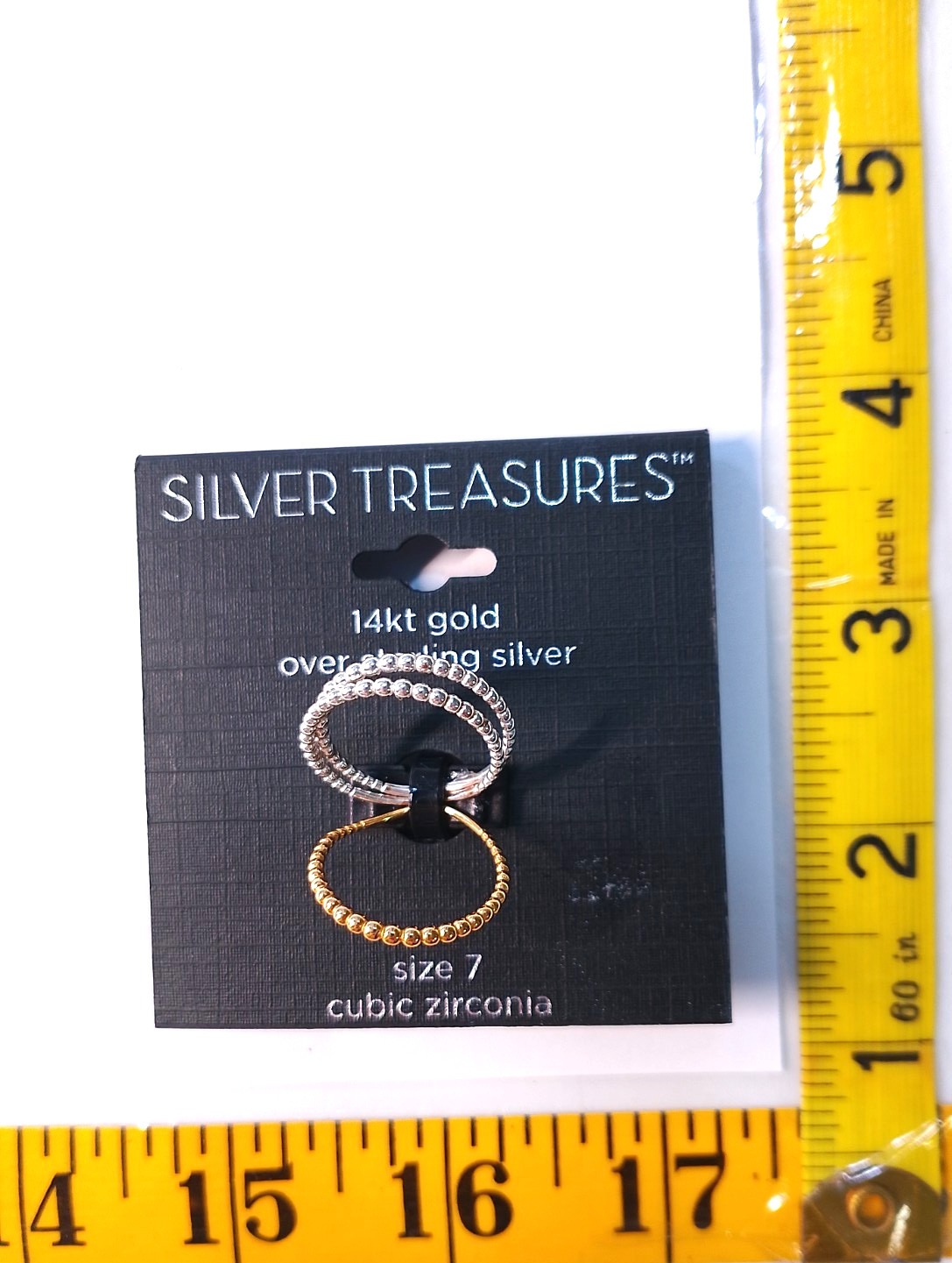Silver Treasures 14kt gold over sterling silver ring set size seven
