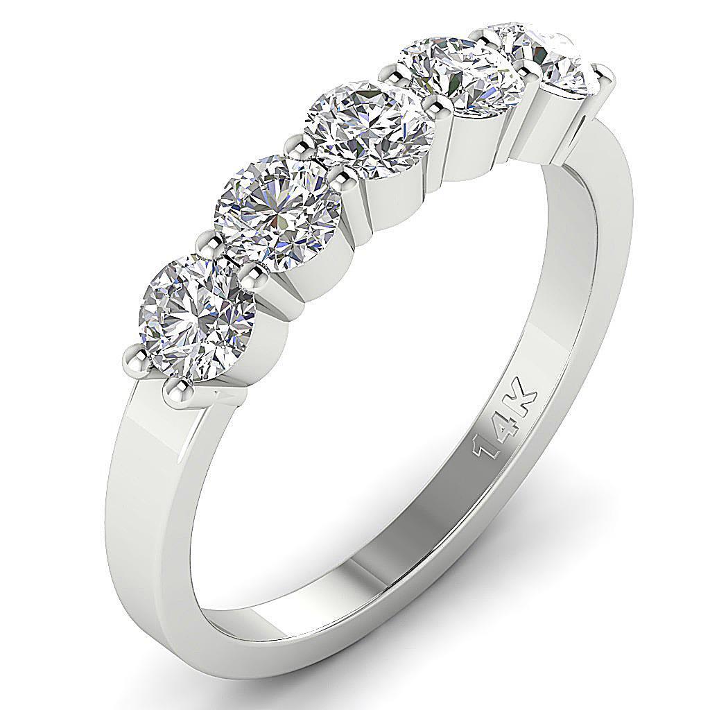 VS F 1.75 Ct Lab Grown Diamond 5 Stone Engagement Ring 14K Rose Gold Prong Set