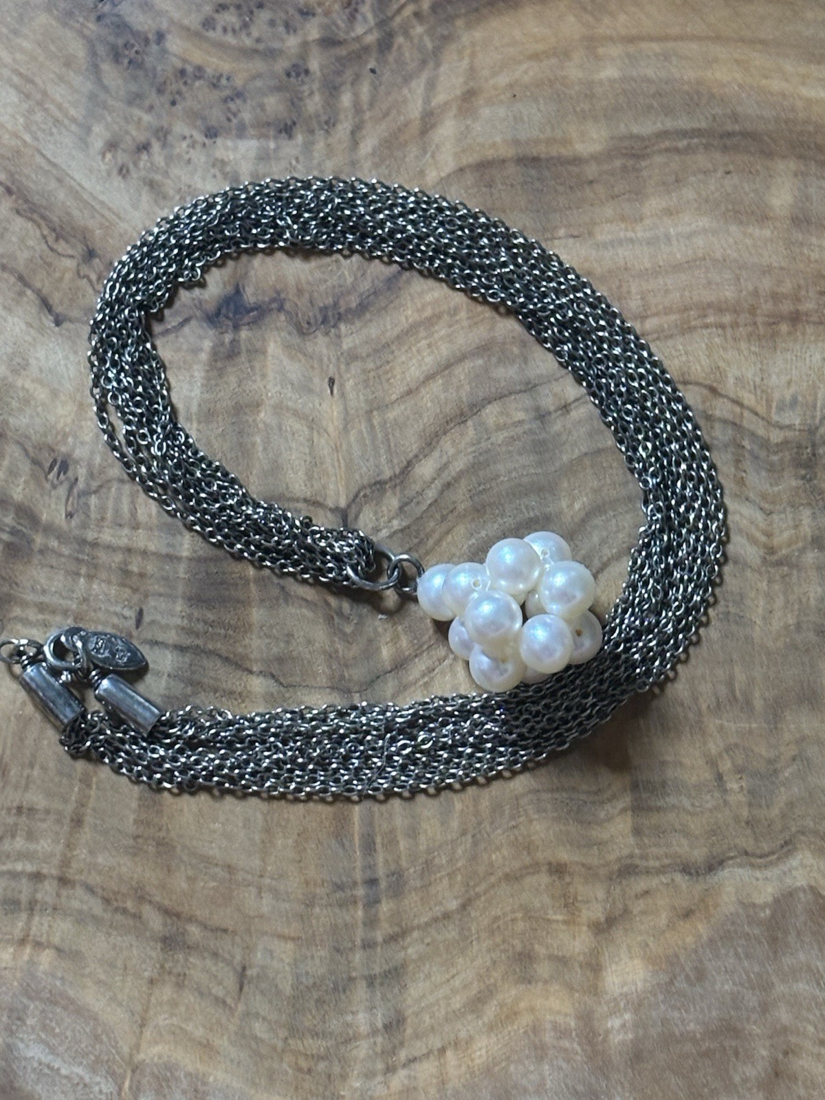 Necklace White Cultured Pearls Cluster 925 Sterling CI Caspian International VTG