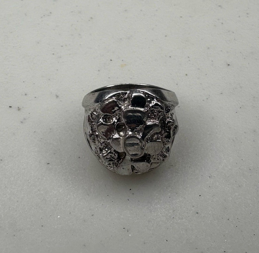 Used 925 “CG” Sterling Silver Stepped Ring, US Ring Size 7.5, 4.6mm Band – 8.4g