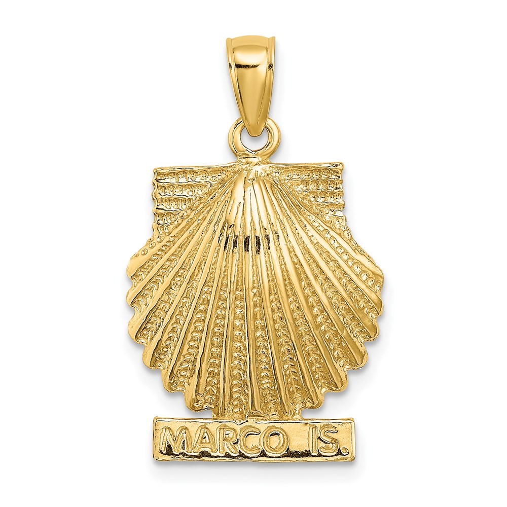 14k Yellow Gold MARCO IS. Scallop Shell Charm Pendant L-1.08 Inch, W-0.29 Inch